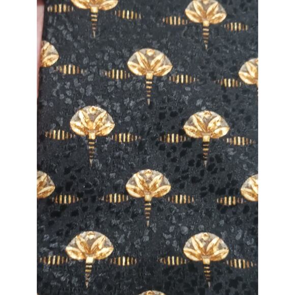 Robert Talbott Best Of Class Nordstrom Black Gold Geometric Print Silk Tie Hand - Picture 1 of 7